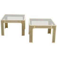 1970s Pair of Brass Brutalist Side Tables