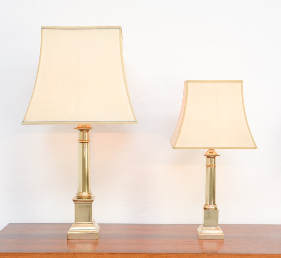 Pair of Small Brass Tuscan Column Lamps of the 1970s 3
