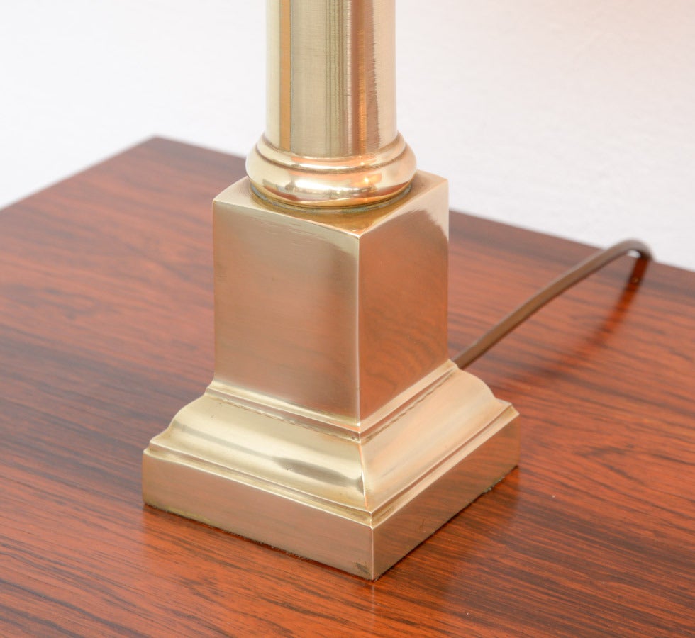 Modern Pair of Small Brass Tuscan Column Lamps of the 1970s