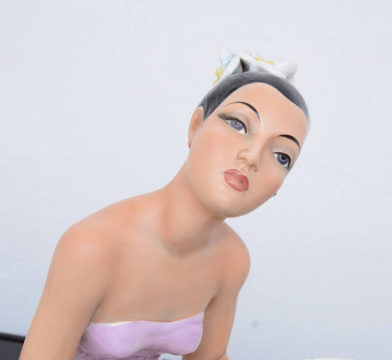 Porcelain Sculpture of a Kneeling Woman by Ronzan 2