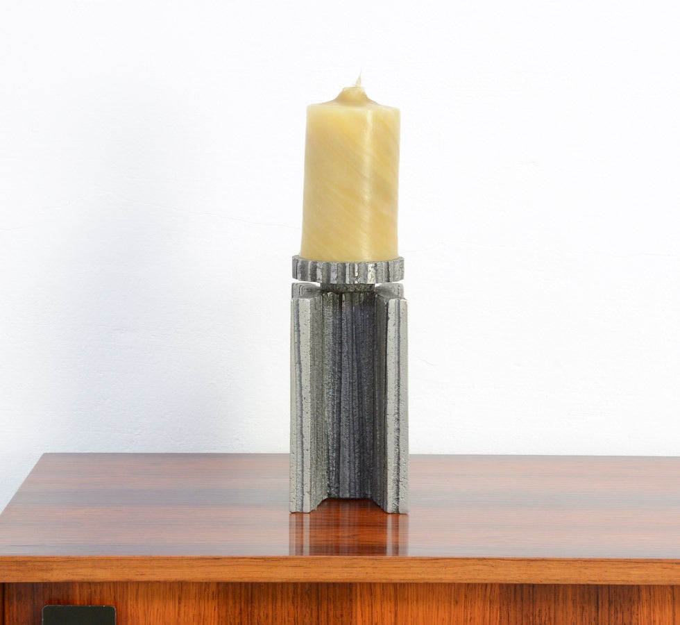 Mid-Century Modern Willy Ceysens Brutalist Aluminium Candle Holder For Sale