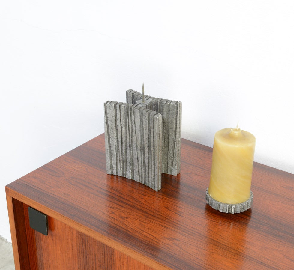 Belgian Willy Ceysens Brutalist Aluminium Candle Holder For Sale