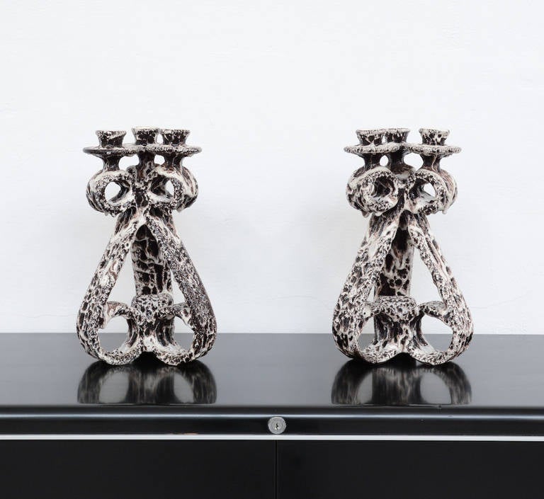 Pair of Vallauris Candleholders by Marius Giuge 2