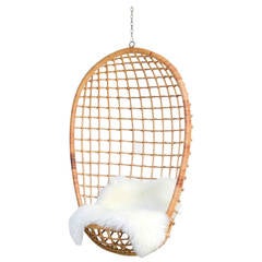 Used 1970s Hanging Rattan Egg Chair