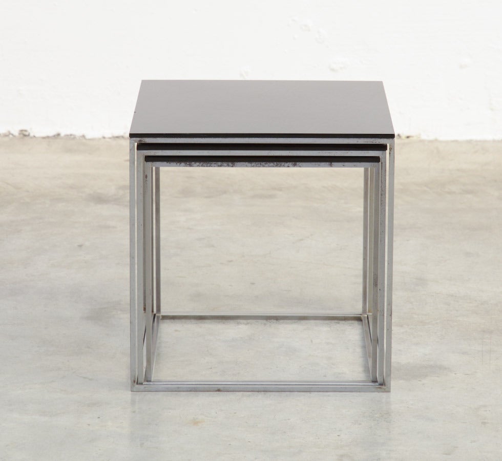 Brushed Set of Nesting Tables PK71 by Poul Kjaerholm for E. Kold Christensen, 1957