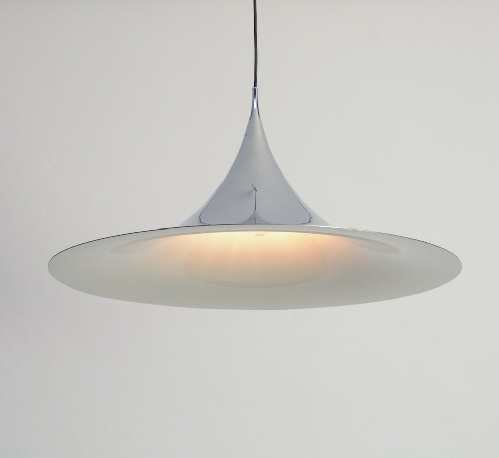 Danish Chrome Semi Pendant Lamp by Bonderup and Thorup for Fog & Morup