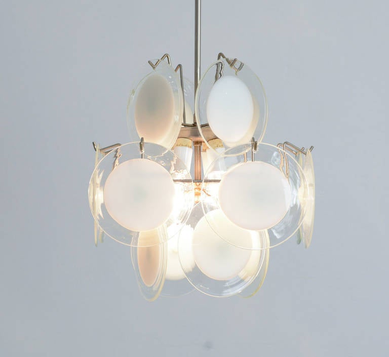 1960s Glass Disc Chandelier by Vistosi