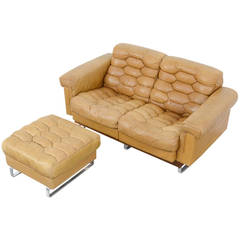 De Sede two-seat sofa and hocker DS-P