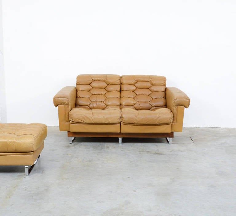 De Sede two-seat sofa and hocker DS-P 3