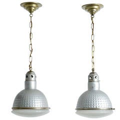 Pair of Industrial Pendant Lamps Jenaer Astax