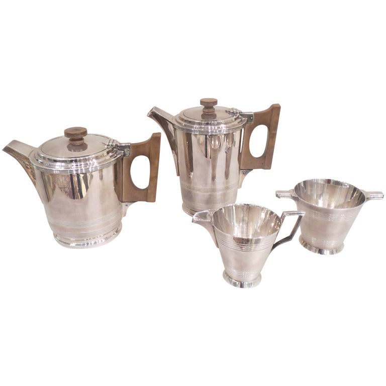 Four-Piece Art Deco Silver Plate Tea and Coffee Service by Walker