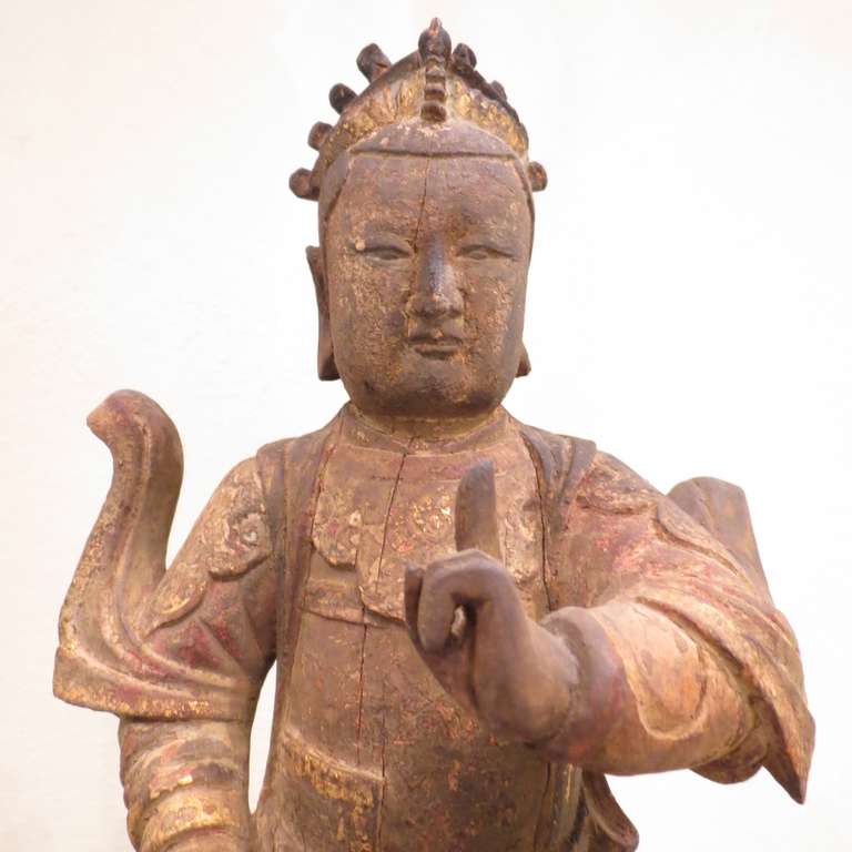 Mid-18th Century Fine Hard Wood Sculpture of a Deity, China, Ch'ien-Lung Kingdom, 1736-1795