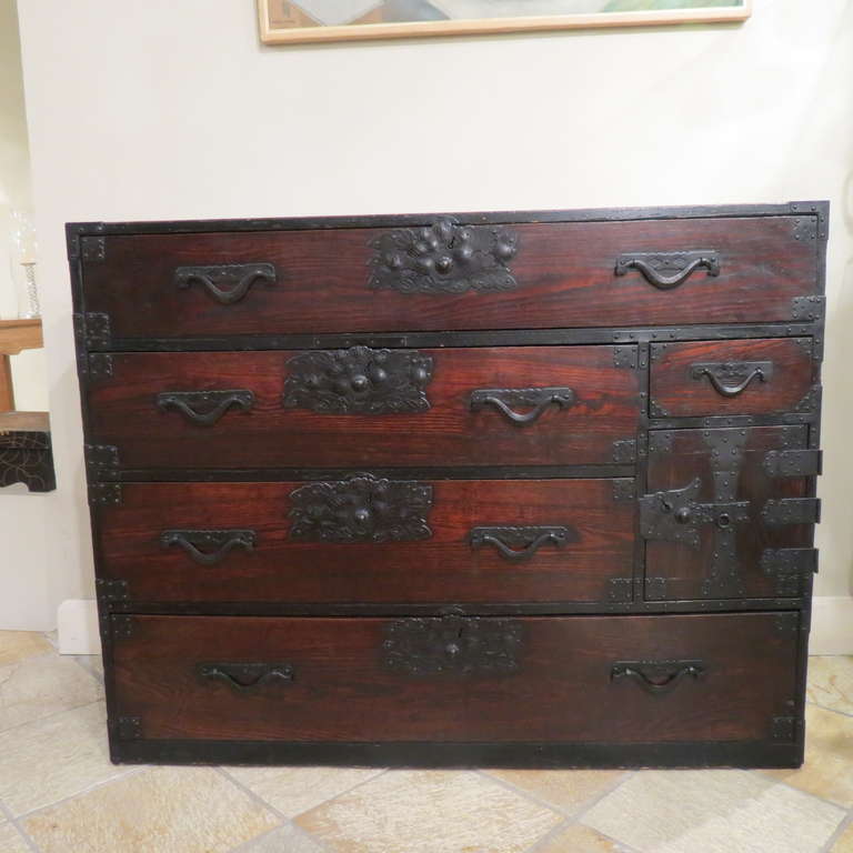 Isho-Dansu- Japanese Clothing Chest with Fine Iron Hardware