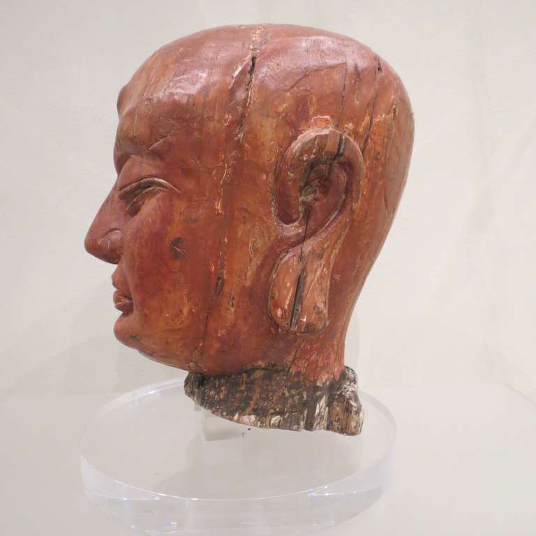 wooden head sculpture