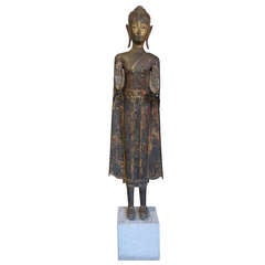 Important Fine Early 18th Century Thai Gilt Bronze Statue of a Standing Buddha 5