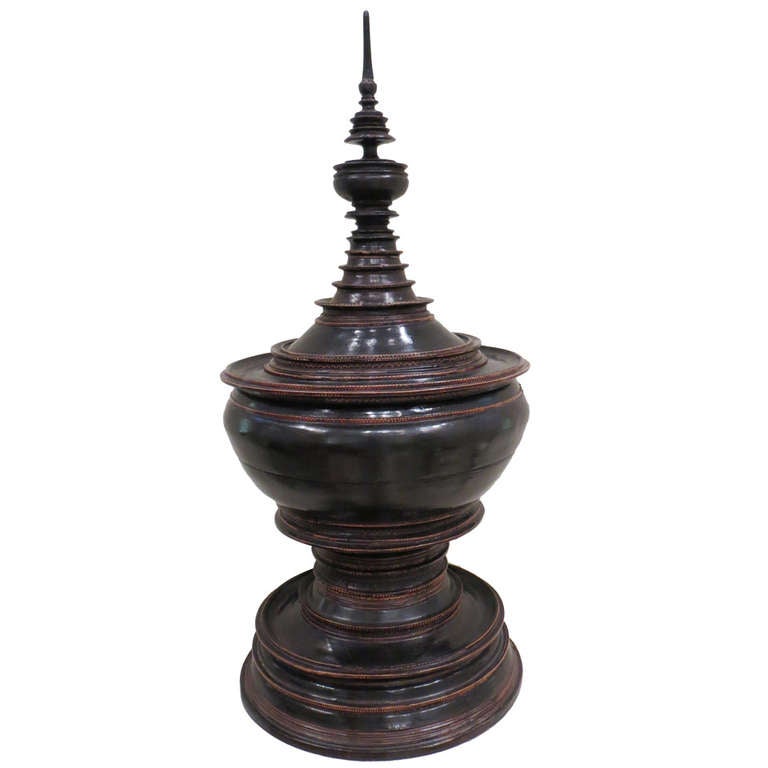 Gilt Burmese Hsun-Ok Bowl on Stand - Late 19th Century Gilt Burmese Hsun-Ok Bowl on Stand - Late 19th Century