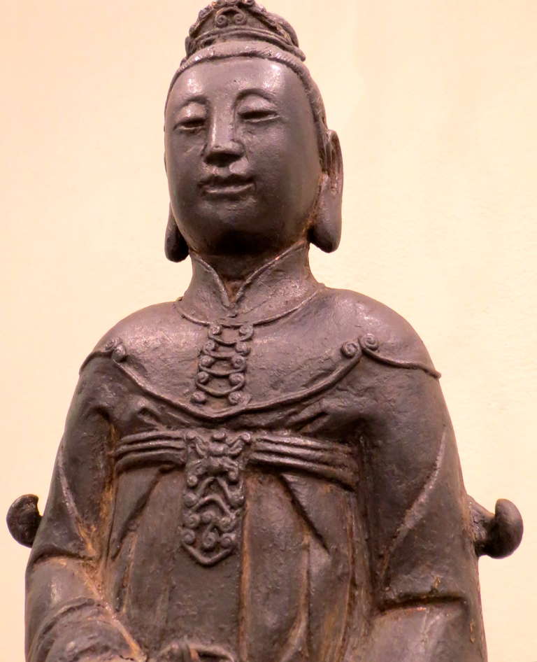 18th Century and Earlier Fine Vietnamese Cast Bronze Taoist Ancestor Statue