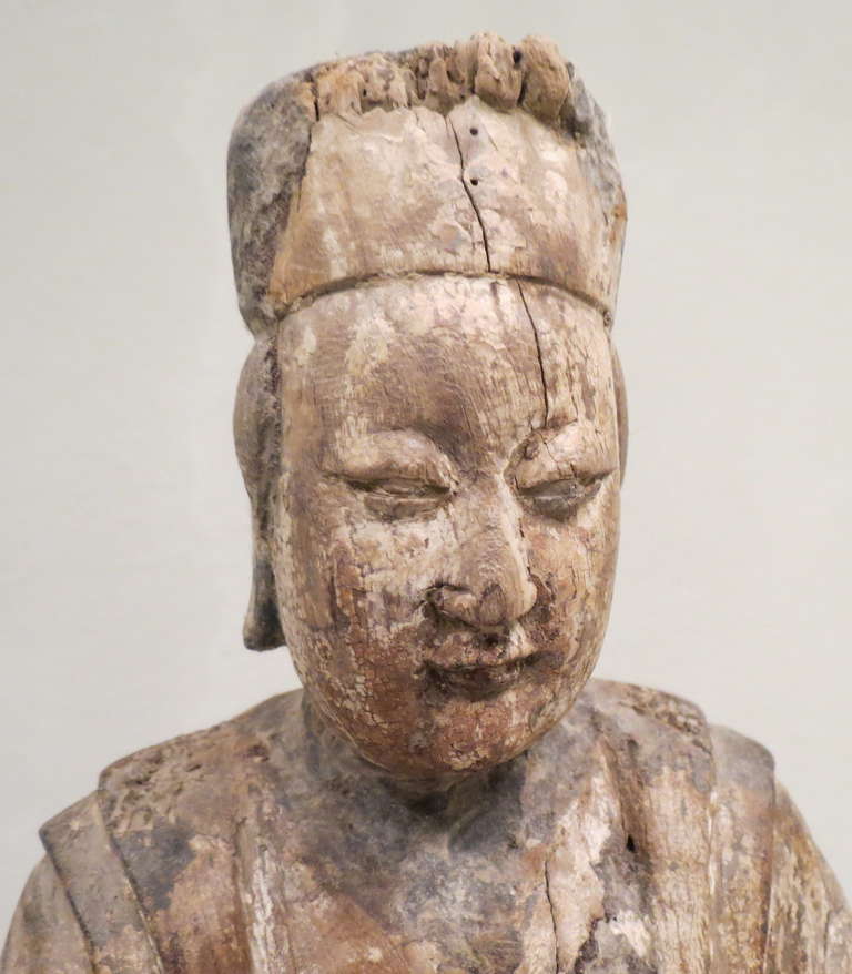 Chinese Wood Figure of Xi Wang Mu, K'ang-hsi Kingdom, 1662-1722