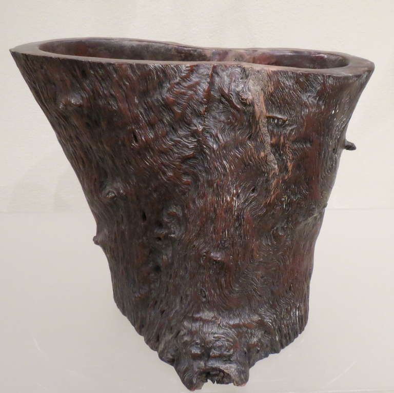 19th Century Large Chinese Scholar's Wood Brush Pot 2