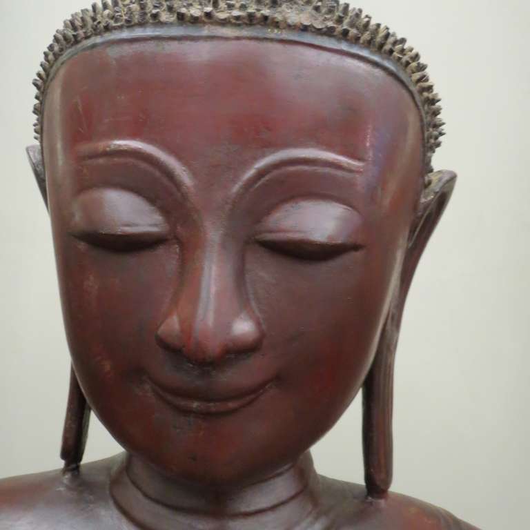 19th Century Exceptionally Large Burmese Dry Lacquer Buddha