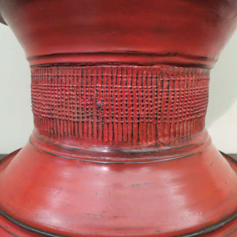 Late 19th Century Burmese Red Lacquer Offering Vessel, 