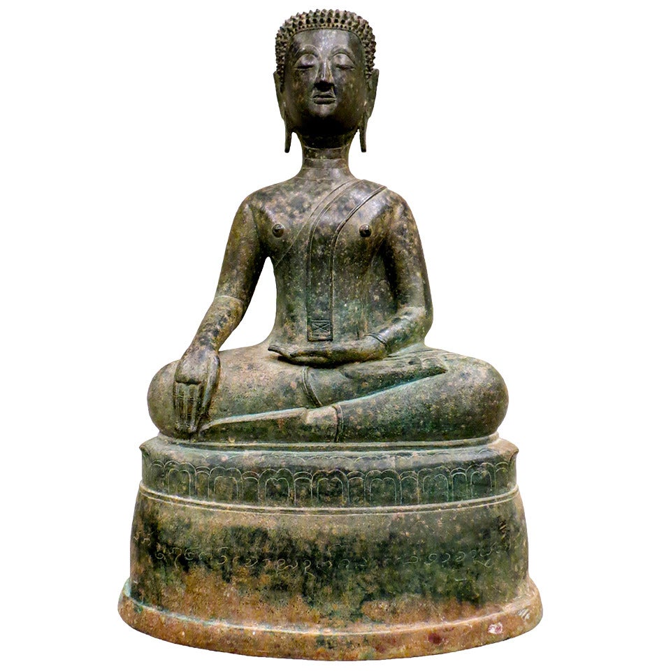 Nord thailändische Bronzestatue eines Meditierenden Buddha aus dem 17. Jahrhundert