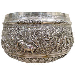 Fine Repoussed Silver Bowl,  Burma, circa 1880