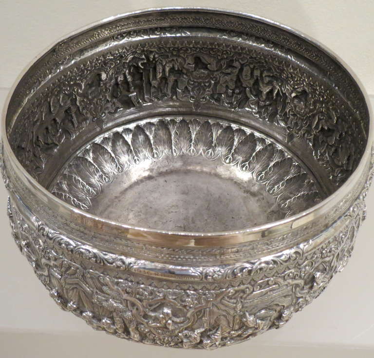 Fine Repoussed Silver Bowl,  Burma, circa 1880 2