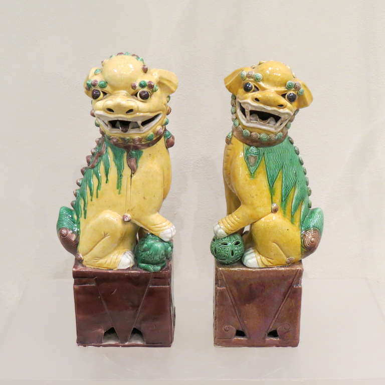vintage ceramic foo dogs