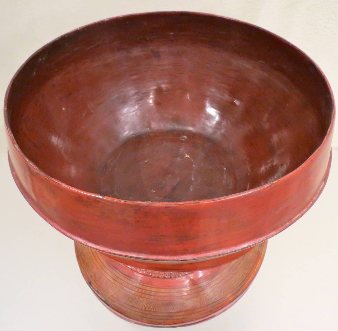 Late 19th Century Burmese Red Lacquer Offering Vessel 