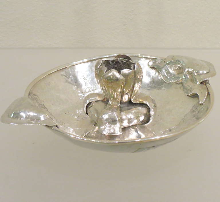 English Pair of Sterling Silver Art Nouveau Hand-Crafted Chambersticks