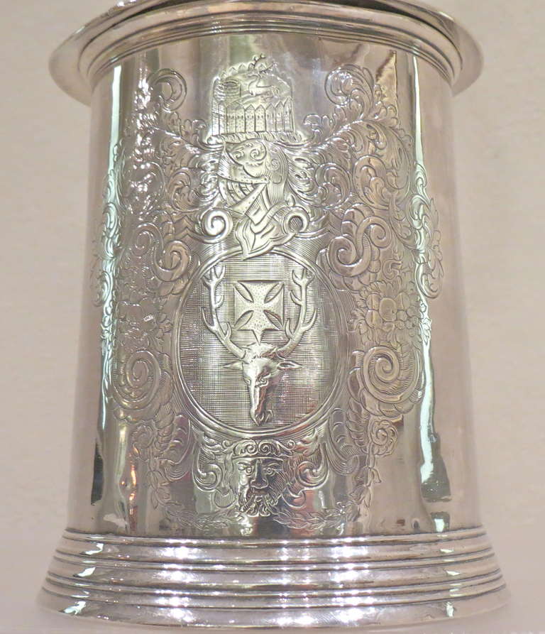 18th Century and Earlier Important Antique George II Irish Silver Tankard