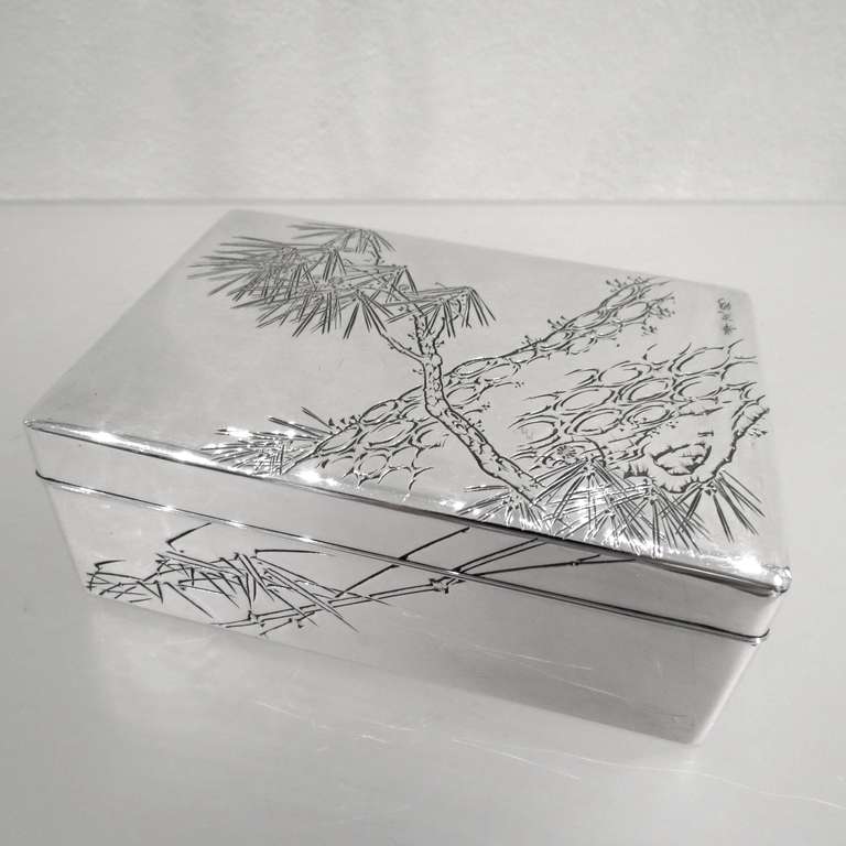 antique japanese silver box