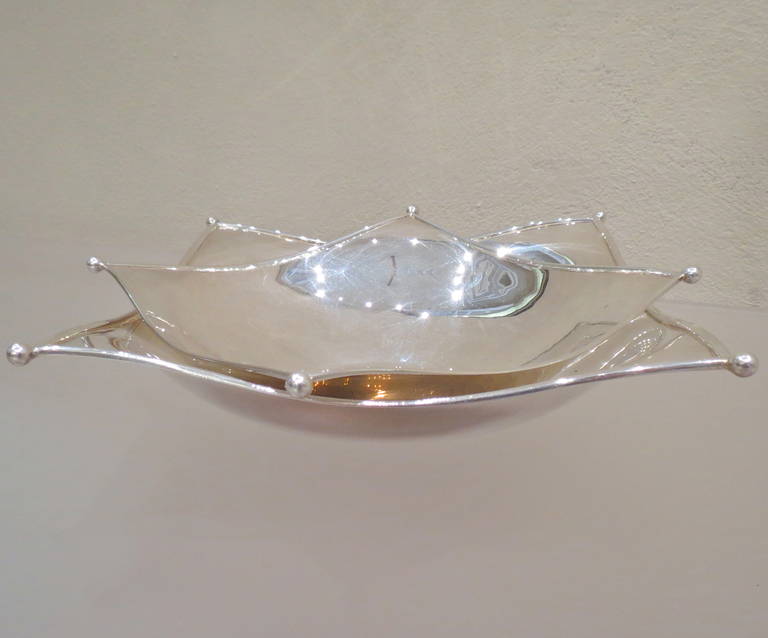 Italian Napkin Shape Sterling Silver Bowl (Large Version) For Sale