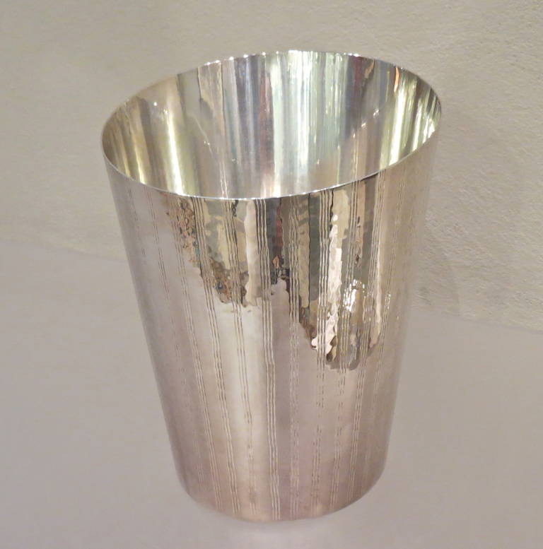 Silver Plated Hand-Hammered Champagne Bucket In New Condition For Sale In Torino, IT