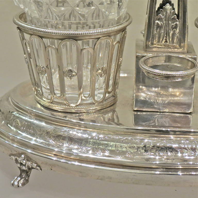 French Neoclassical Silver and Cut-Glass Two-Bottle Oil Cruet, Paris, 1787 4