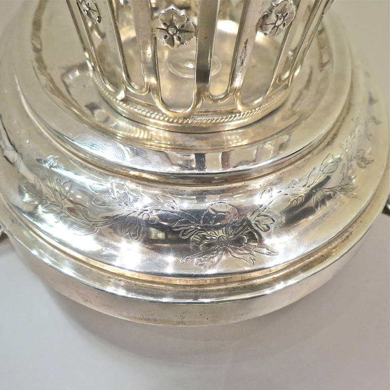 French Neoclassical Silver and Cut-Glass Two-Bottle Oil Cruet, Paris, 1787 1