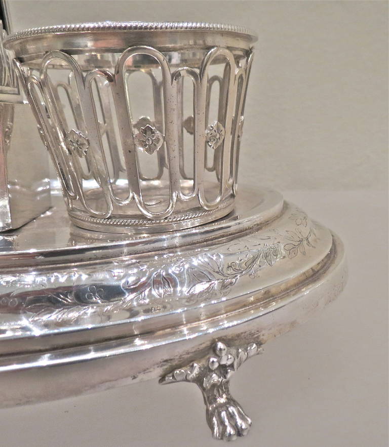 French Neoclassical Silver and Cut-Glass Two-Bottle Oil Cruet, Paris, 1787 3