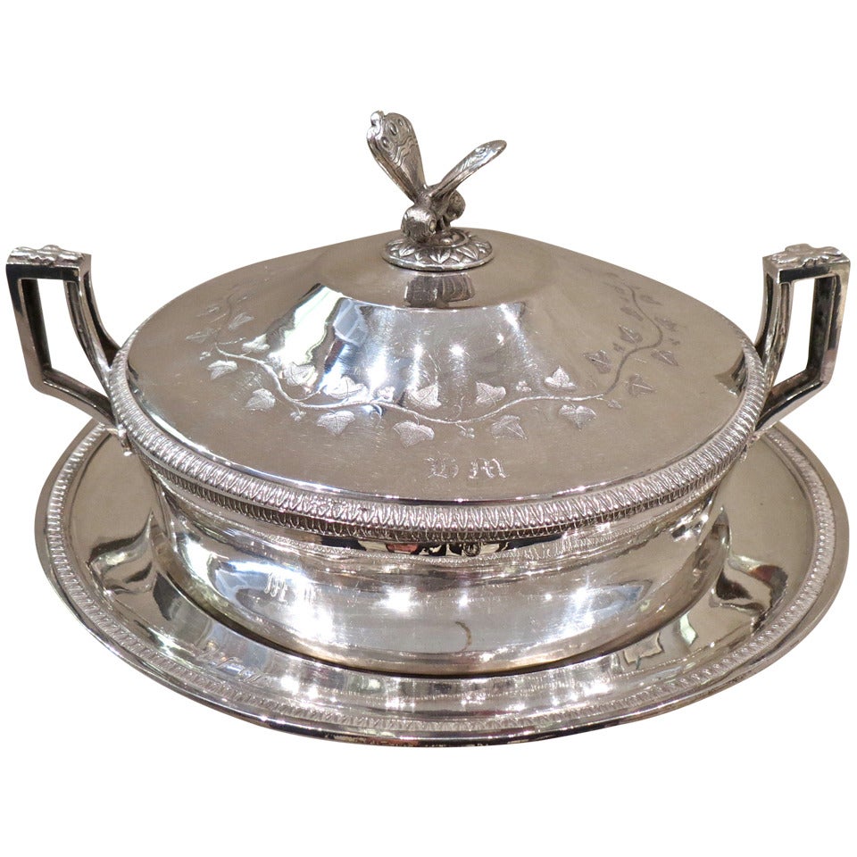 Louis XVI French Sterling Silver Ecuelle on Dish