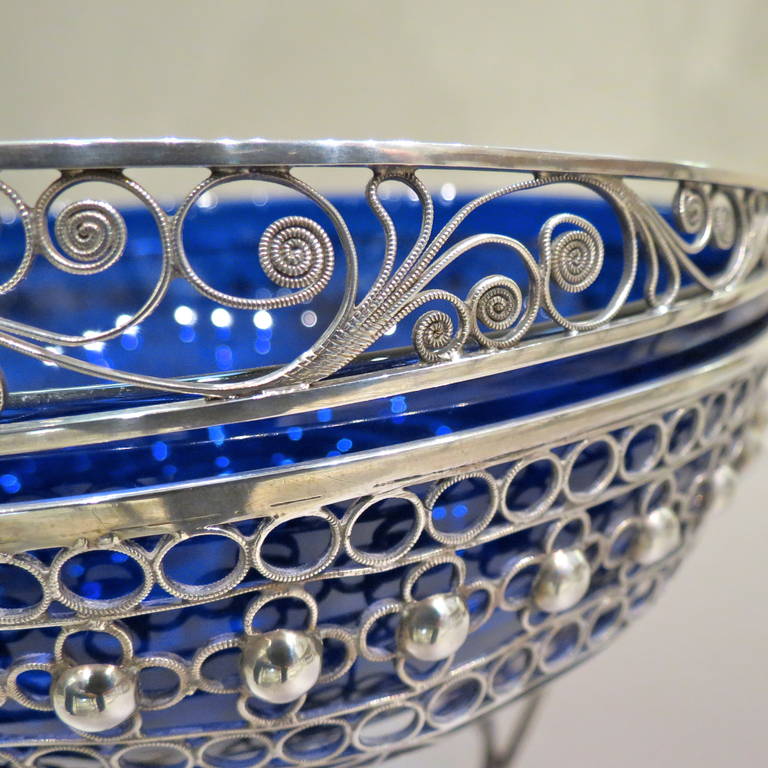 Austro-Hungarian Silver Filigree Basket In Excellent Condition For Sale In Torino, IT