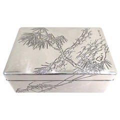 Fine Antique Meiji Period Japanese Silver and Wood Box