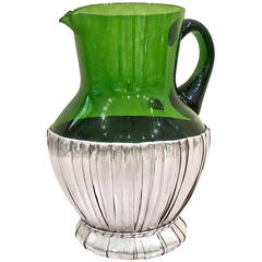 Glass and Sterling Silver Pitcher