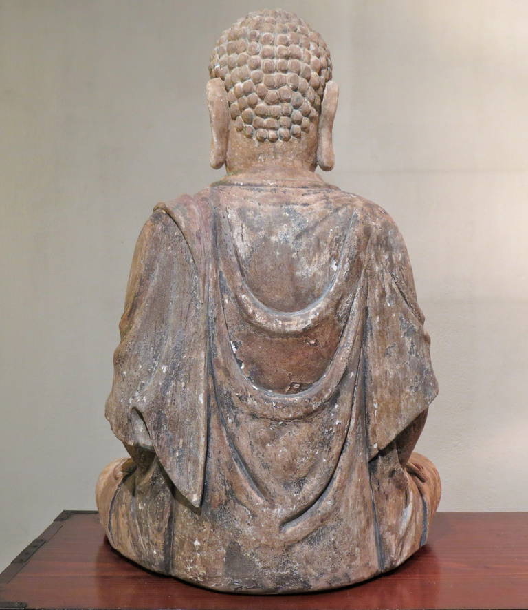 Chinesische holzgeschnitzte sitzende Buddha-Statue (Holz)