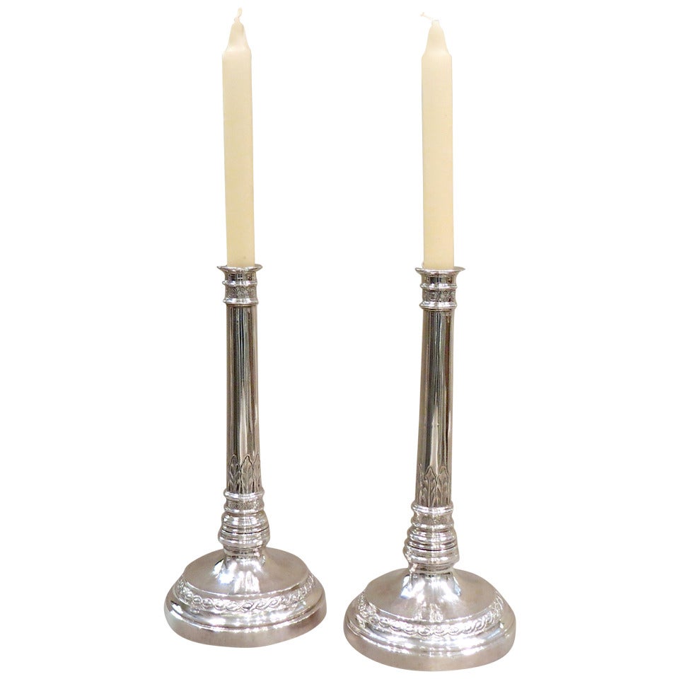 Pair of Silver Candlesticks, Germany, circa 1790 For Sale