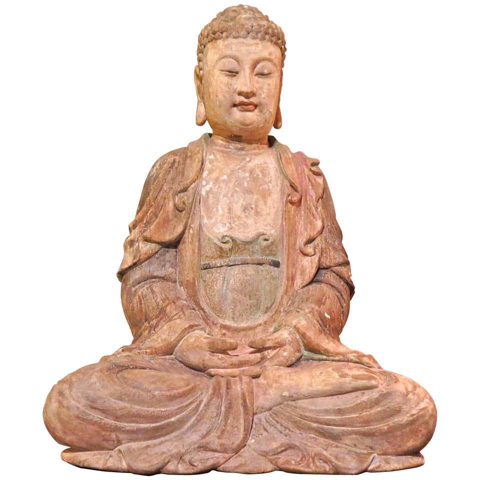 Chinese Wood Carved Seated Buddha Statue