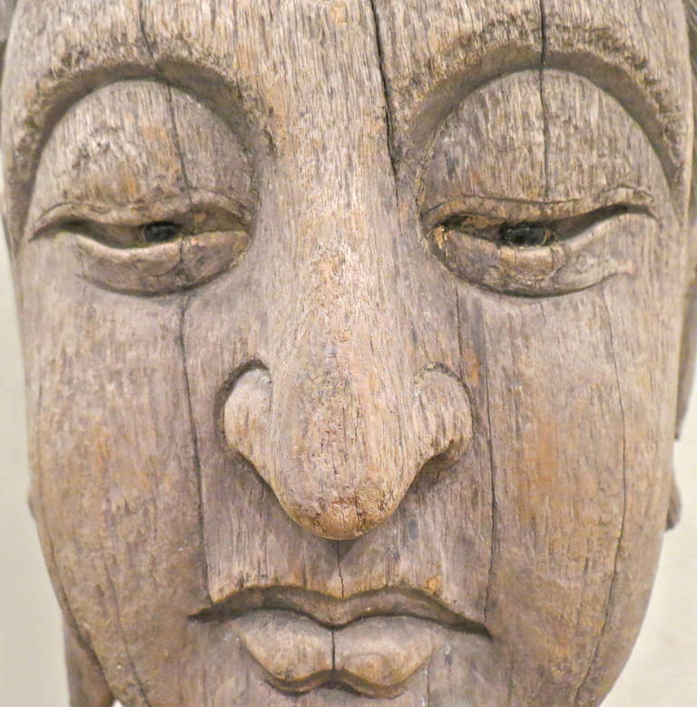 Large Carved Wood Head of a Guan Yin, China Ming Dynasty, 1368-1644 1
