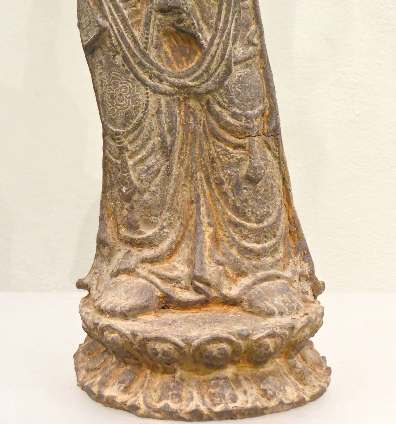 Chinese Ming Dynasty Iron Figure of a Standing Guanyin