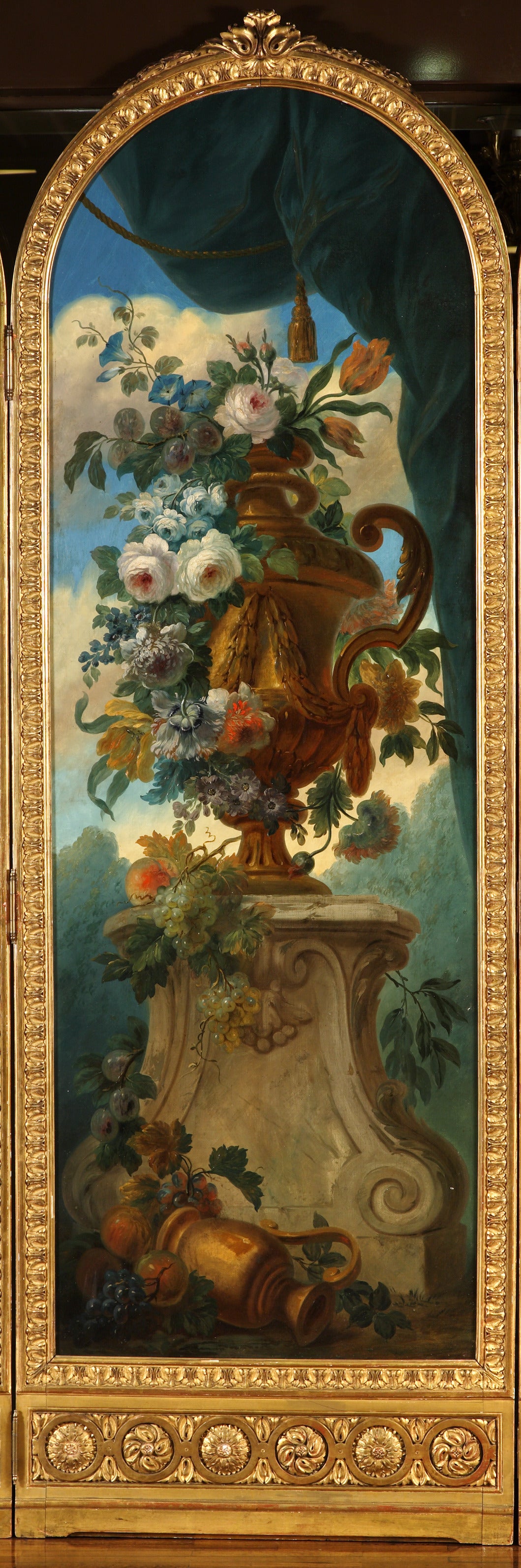Four Still-Life Paintings in Louis XVI Style Carved Giltwood Frames, circa 1880 In Good Condition For Sale In Paris, FR