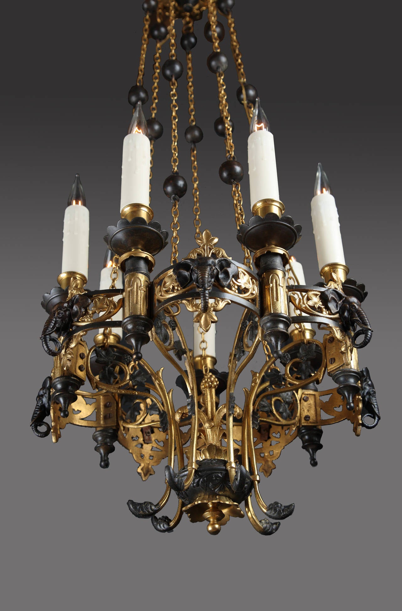 French 19th Century Pair of Oriental Style Chandeliers For Sale