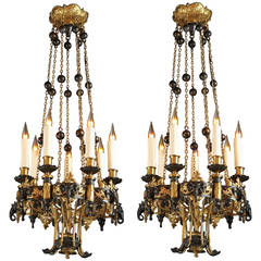 19th Century Pair of Oriental Style Chandeliers